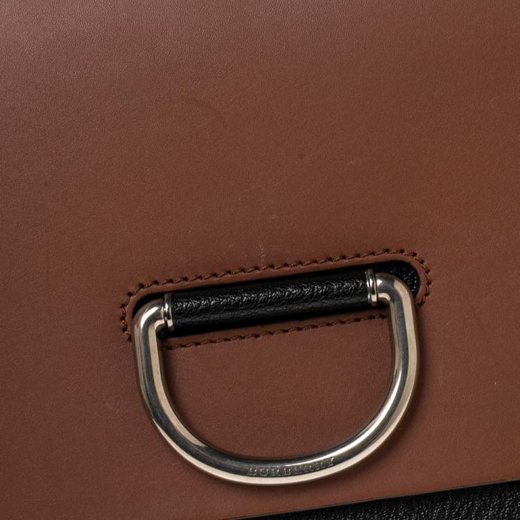 Pre Owned Burberry Brown/Black Leather Small D-Ring Shoulder Bag