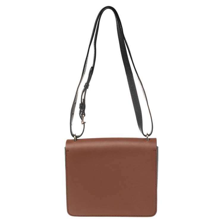 Pre Owned Burberry Brown/Black Leather Small D-Ring Shoulder Bag