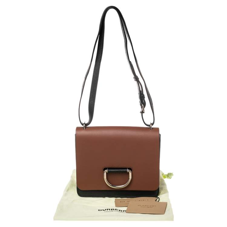 Pre Owned Burberry Brown/Black Leather Small D-Ring Shoulder Bag