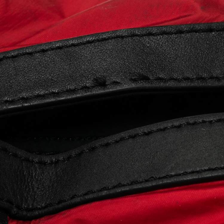 Pre Owned Burberry Red Nylon and Leather Buckleigh Shopper Tote