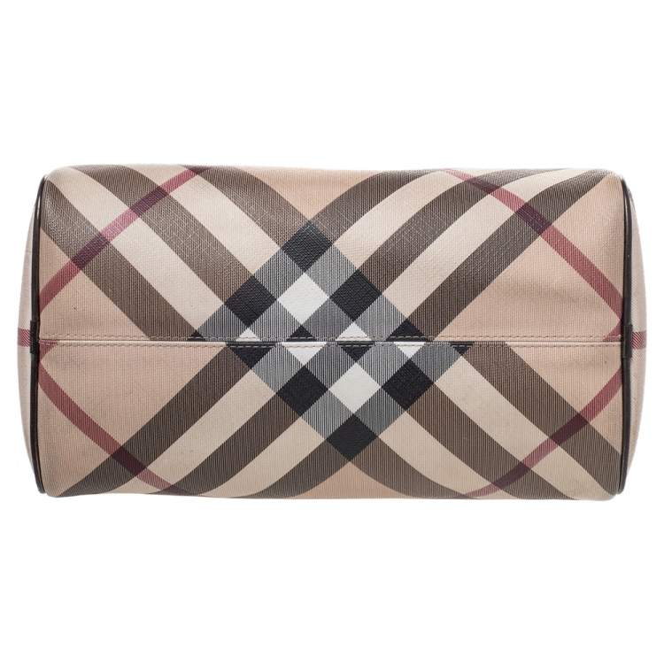 Pre Owned Burberry Beige Nova Check Canvas Bowling Bag
