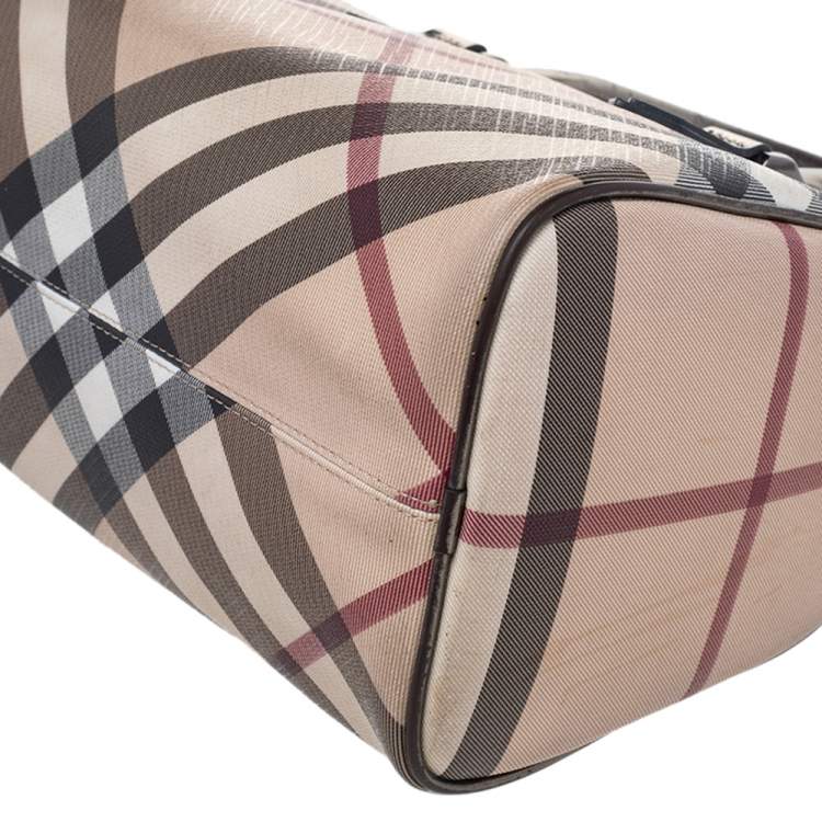 Pre Owned Burberry Beige Nova Check Canvas Bowling Bag