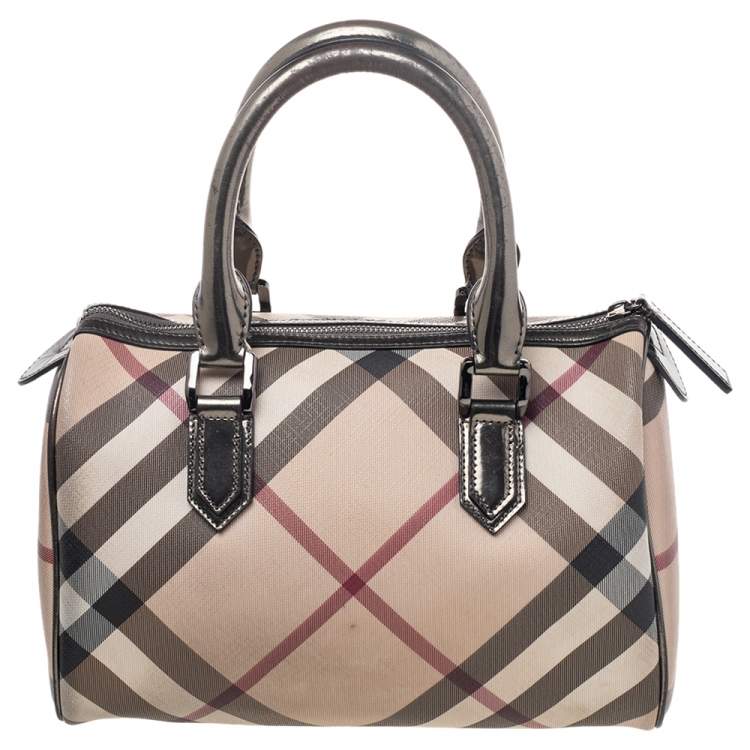 Pre Owned Burberry Beige Nova Check Canvas Bowling Bag
