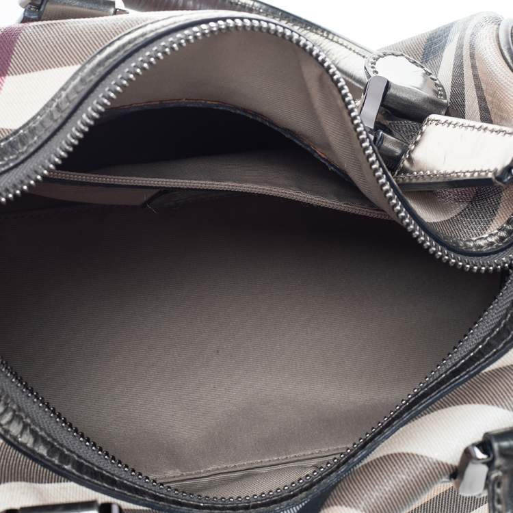 Pre Owned Burberry Beige Nova Check Canvas Bowling Bag