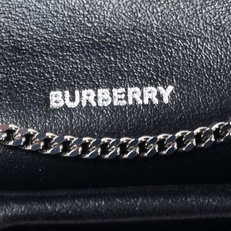 Pre Owned Burberry Light Blue/Brown Leather Bambi Card Case on Detachable Chain