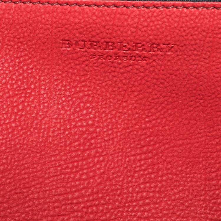 Pre Owned Burberry Red Pebbled Leather Drawstring Sling Backpack
