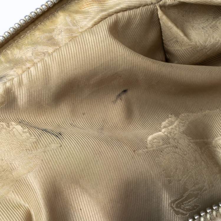 Pre Owned Burberry Off White Leather Studded Ashbury Knight Satchel