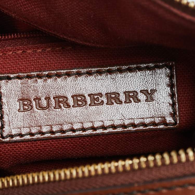 Pre Owned Burberry Beige/Tan Haymarket Check Coated Canvas and Leather Medium Alchester Bowler Bag