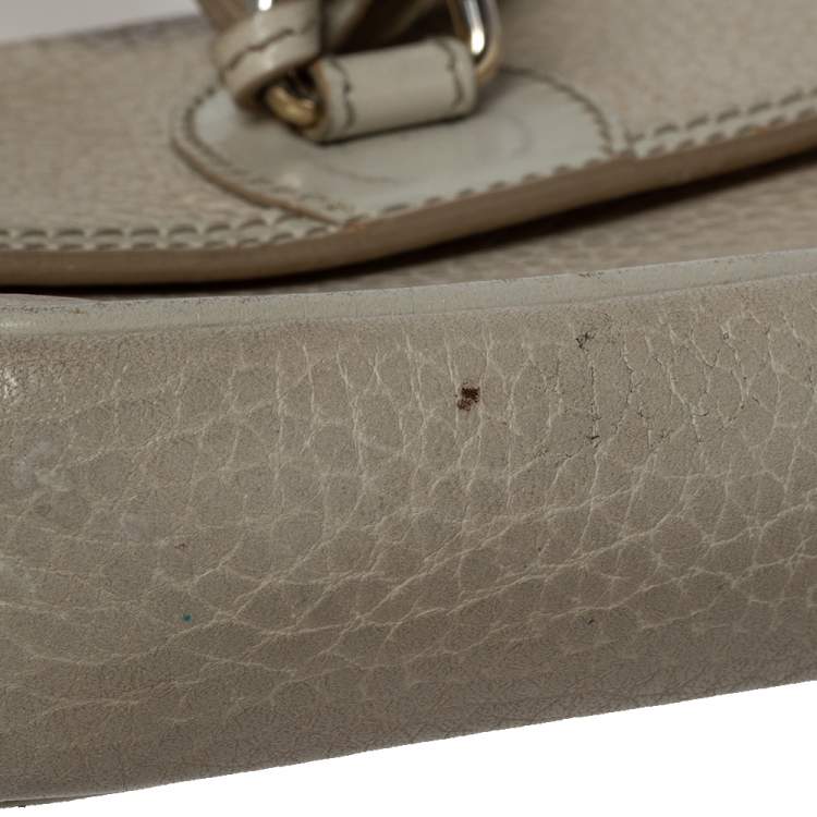 Pre Owned Burberry Beige Leather Tassel Crossbody Bag