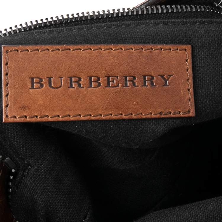 Pre Owned Burberry Brown/Beige Haymarket Check Coated Canvas and Leather Messenger Bag