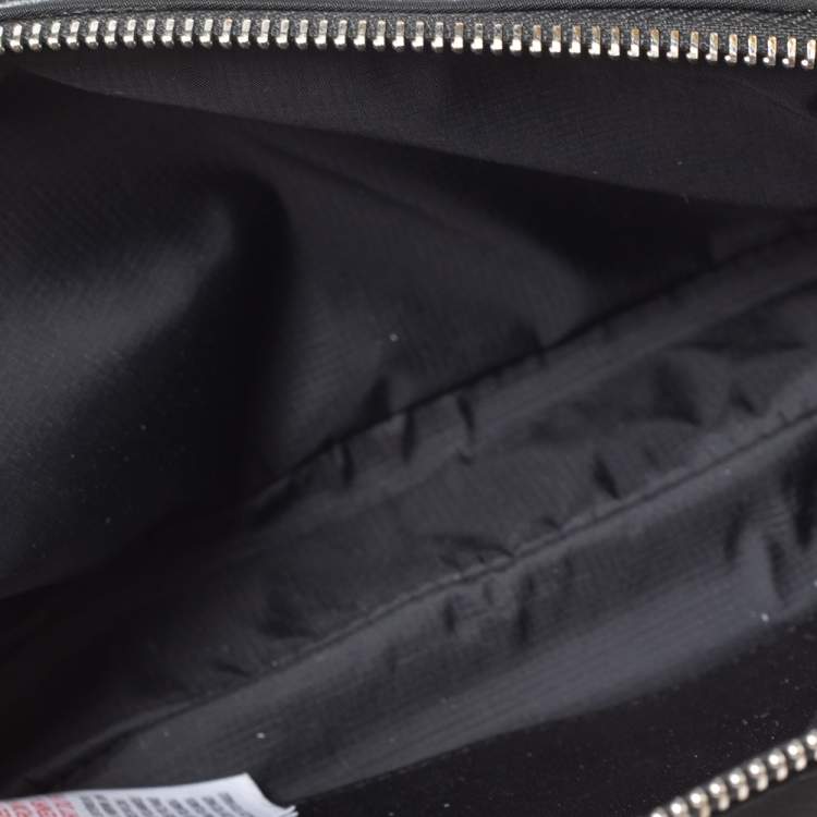 Pre Owned Burberry Black Logo Print Nylon And Leather Bum Belt Bag 