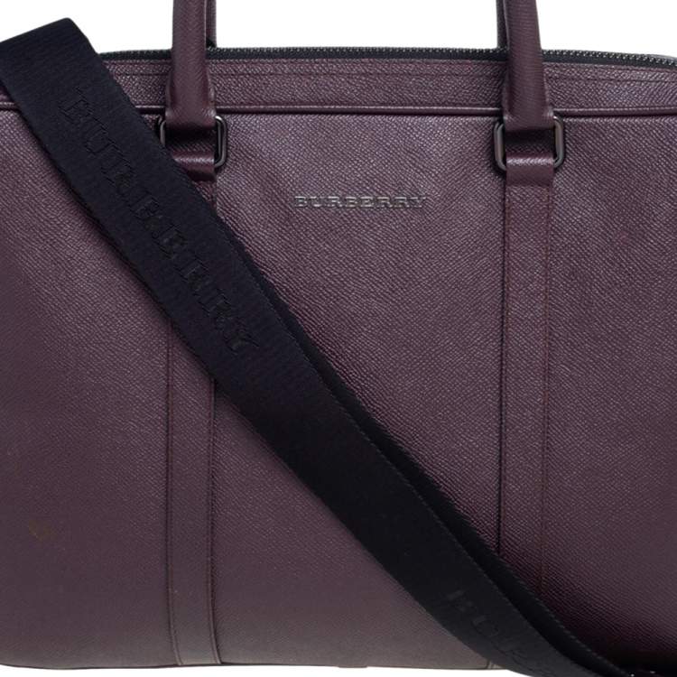 Pre Owned Burberry Burgundy Leather Newburg Briefcase