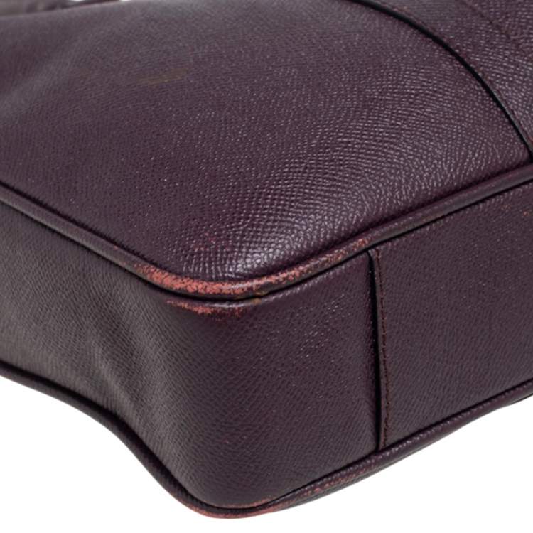 Pre Owned Burberry Burgundy Leather Newburg Briefcase