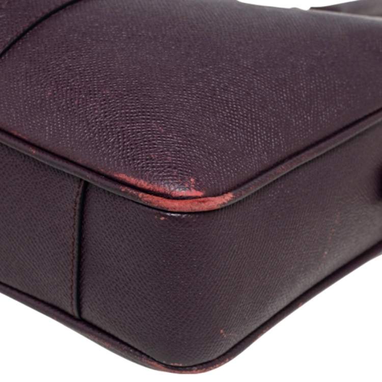 Pre Owned Burberry Burgundy Leather Newburg Briefcase