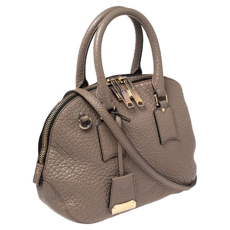 Pre Owned Burberry Grey Grain Leather Orchard Satchel