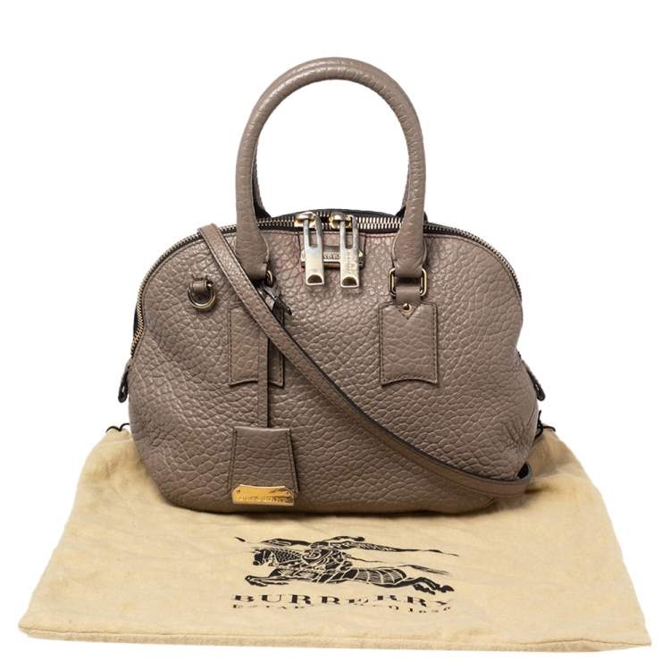 Pre Owned Burberry Grey Grain Leather Orchard Satchel