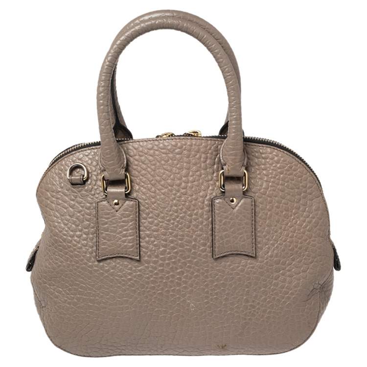 Pre Owned Burberry Grey Grain Leather Orchard Satchel