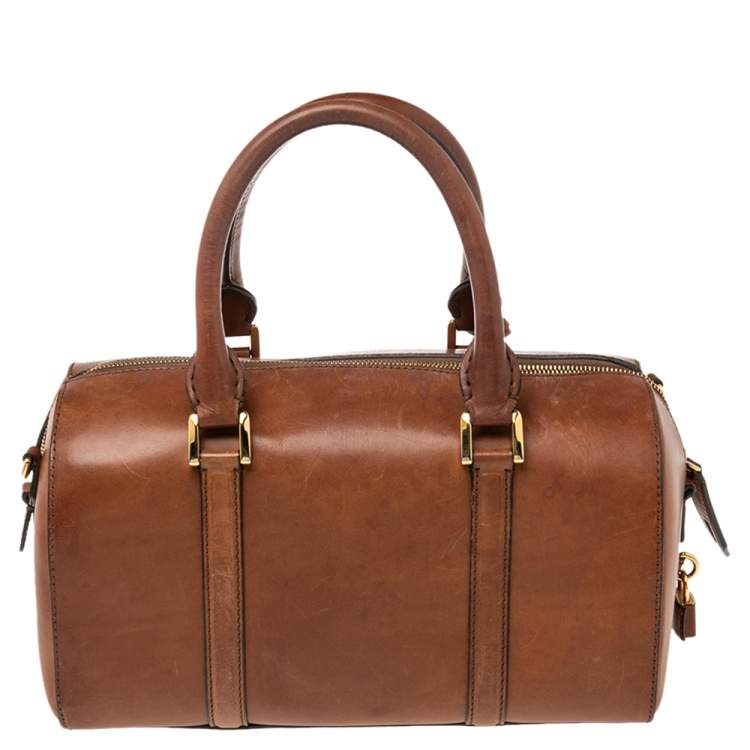 Pre Owned Burberry Tan Leather Medium Alchester Bowler Bag