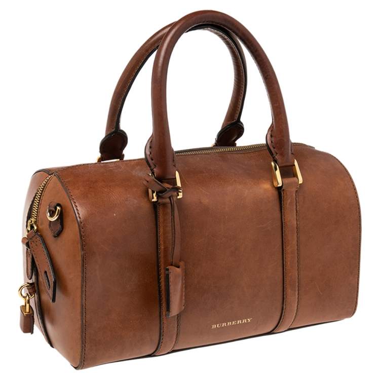 Pre Owned Burberry Tan Leather Medium Alchester Bowler Bag