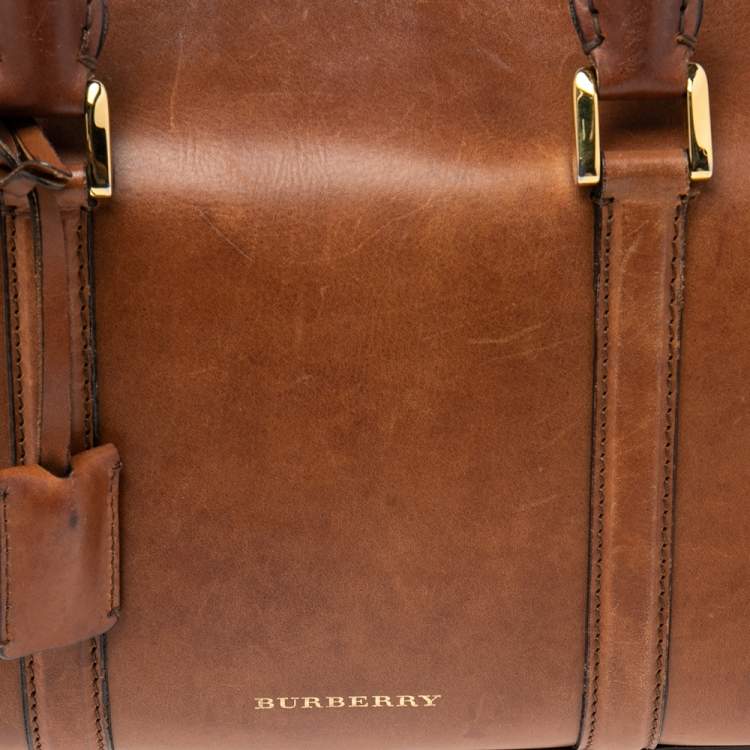 Pre Owned Burberry Tan Leather Medium Alchester Bowler Bag