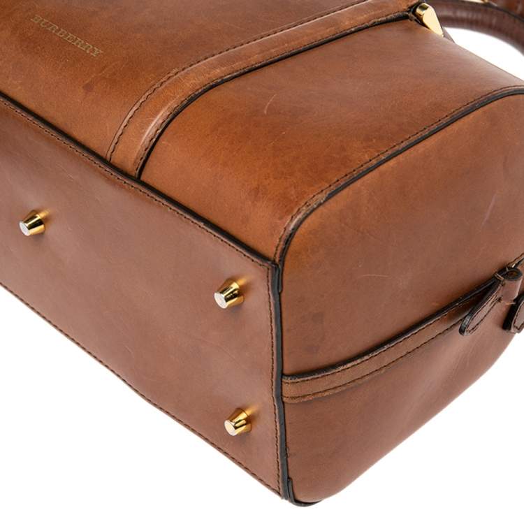 Pre Owned Burberry Tan Leather Medium Alchester Bowler Bag