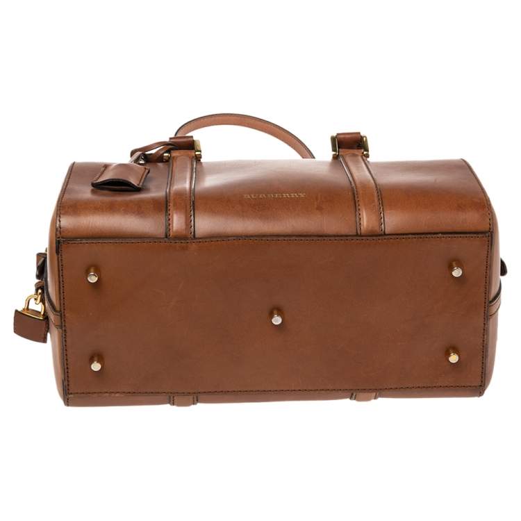 Pre Owned Burberry Tan Leather Medium Alchester Bowler Bag