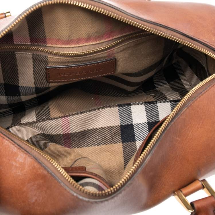 Pre Owned Burberry Tan Leather Medium Alchester Bowler Bag