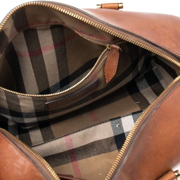 Pre Owned Burberry Tan Leather Medium Alchester Bowler Bag
