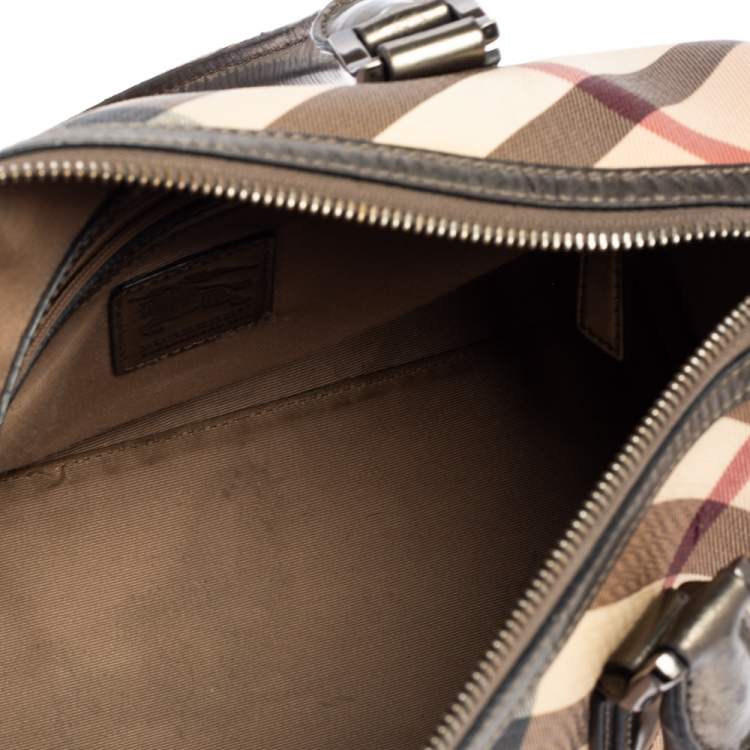 Pre Owned Burberry Beige Nova Check PVC Chester Boston Bag