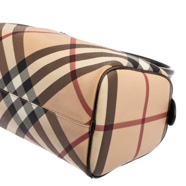 Pre Owned Burberry Beige Nova Check PVC Chester Boston Bag