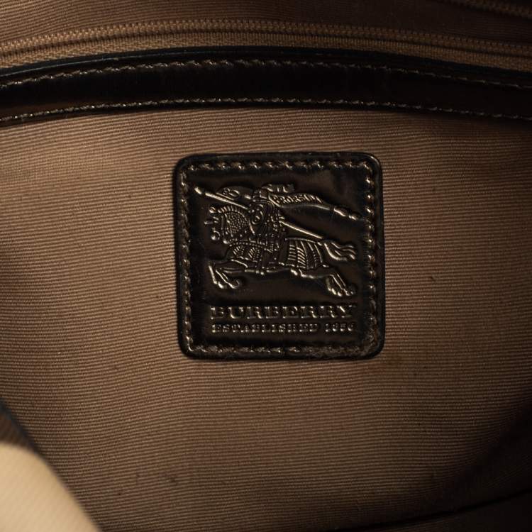 Pre Owned Burberry Beige Nova Check PVC Chester Boston Bag