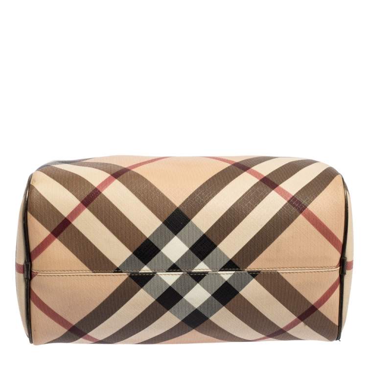 Pre Owned Burberry Beige Nova Check PVC Chester Boston Bag