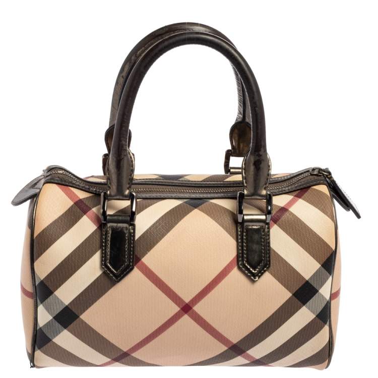 Pre Owned Burberry Beige Nova Check PVC Chester Boston Bag