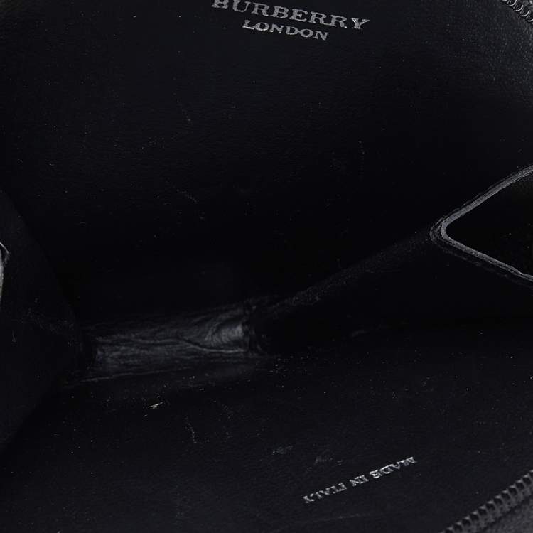 Pre Owned Burberry Beige-Black House Check PVC And Leather Round Coin Pouch