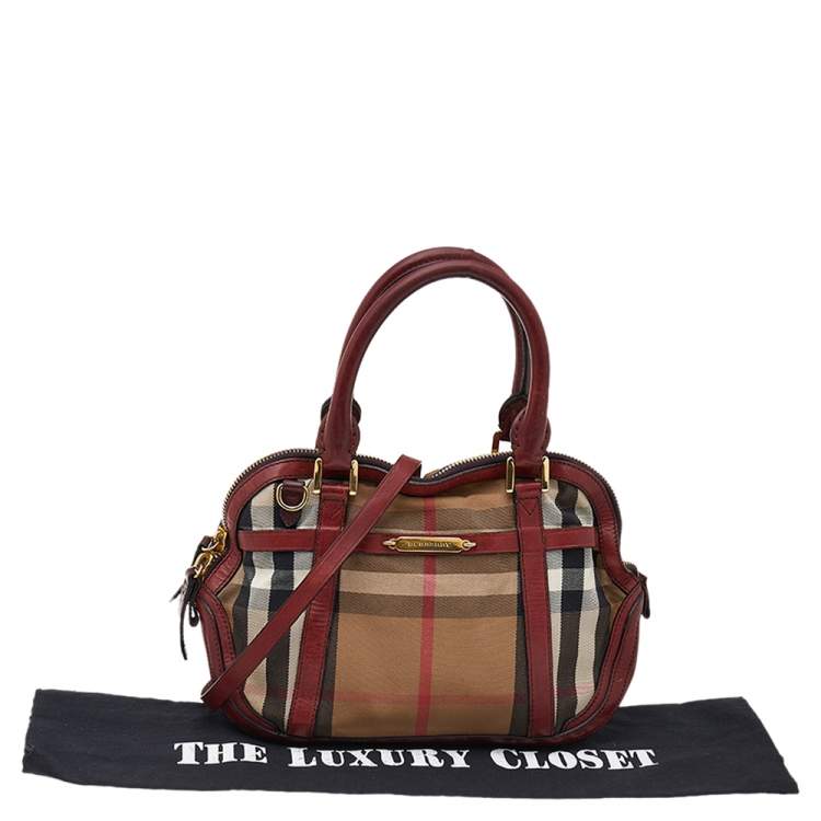 Pre Owned Burberry Beige/Brown Canvas And Leather Small Orchard Bowling Bag
