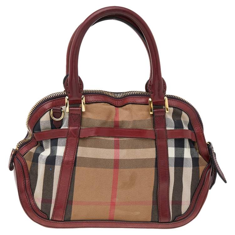 Pre Owned Burberry Beige/Brown Canvas And Leather Small Orchard Bowling Bag