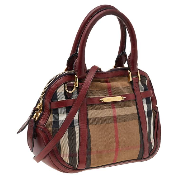 Pre Owned Burberry Beige/Brown Canvas And Leather Small Orchard Bowling Bag