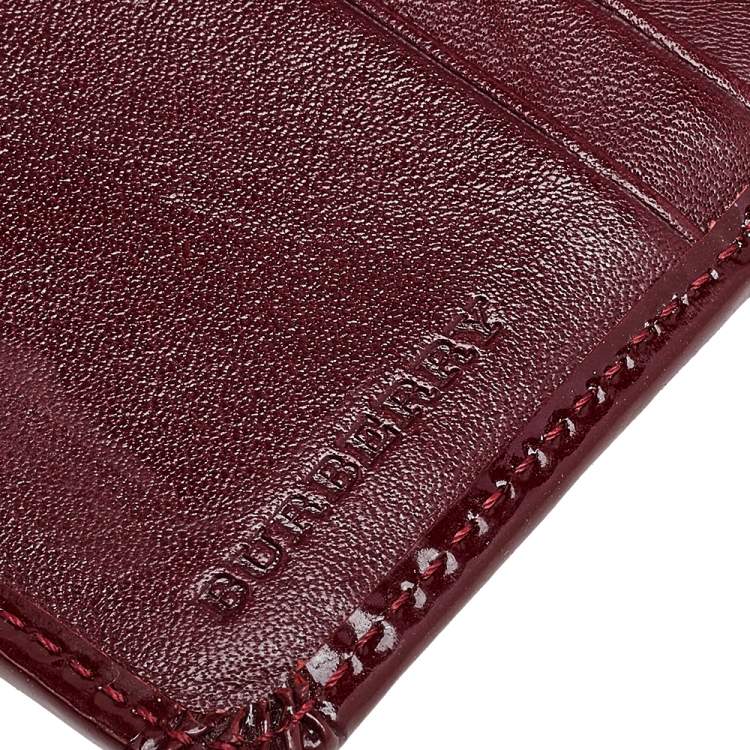 Pre Owned Burberry Beige/Burgundy Nova Check Stars Printed Coated Canvas And Patent Leather Compact Wallet