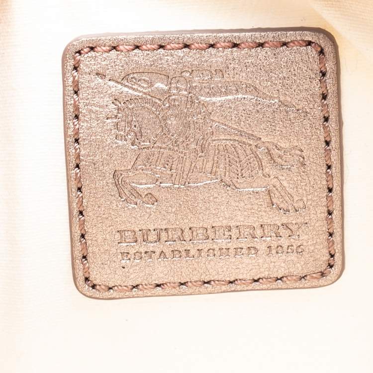 Pre Owned Burberry Metallic Gold/Beige Transparent PVC and Leather Trim Wristlet Clutch