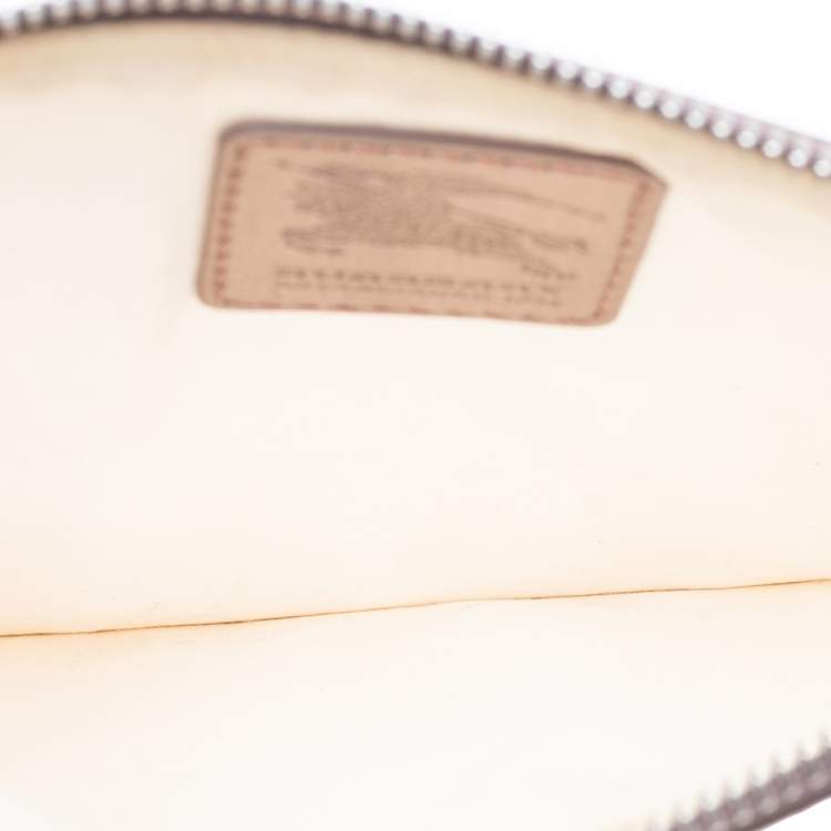 Pre Owned Burberry Metallic Gold/Beige Transparent PVC and Leather Trim Wristlet Clutch
