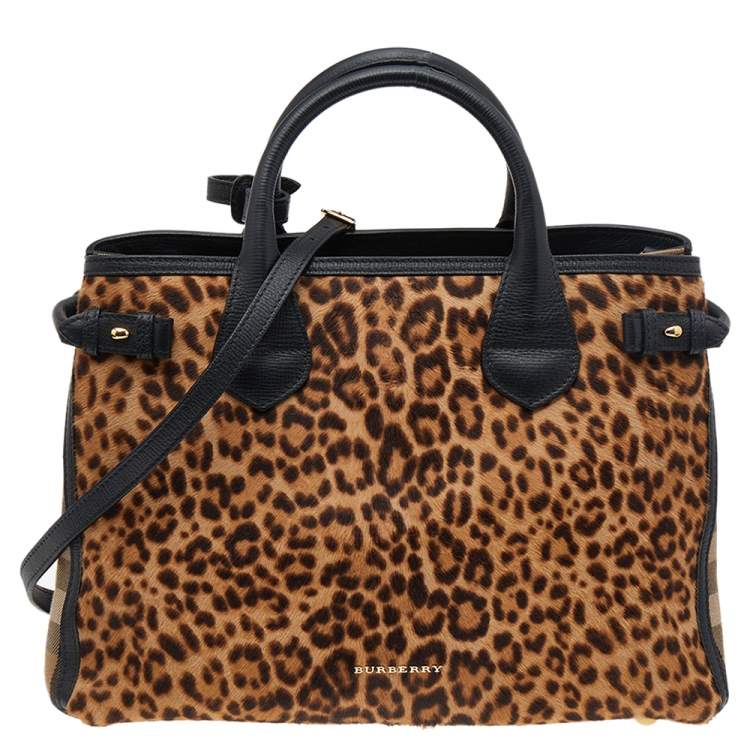 Burberry Black/Brown Leopard Print Calfhair, Leather And House Check ...