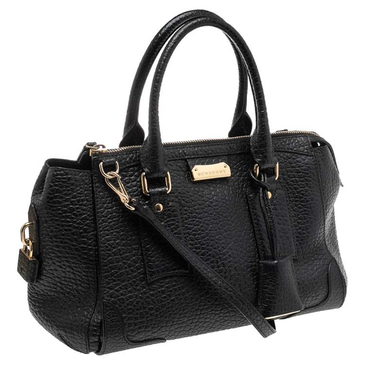 Pre Owned Burberry Black Grained Leather Orchard Boston Bag