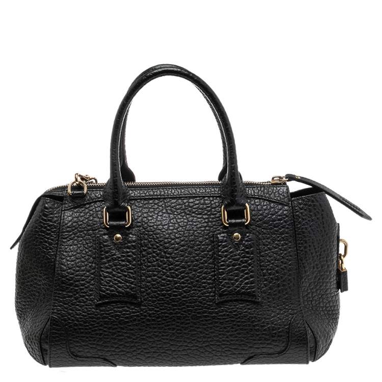 Pre Owned Burberry Black Grained Leather Orchard Boston Bag