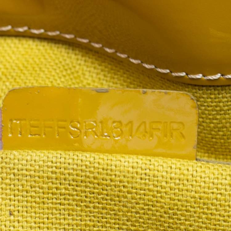Pre Owned Burberry Mustard Patent Leather Large Bilmore Tote