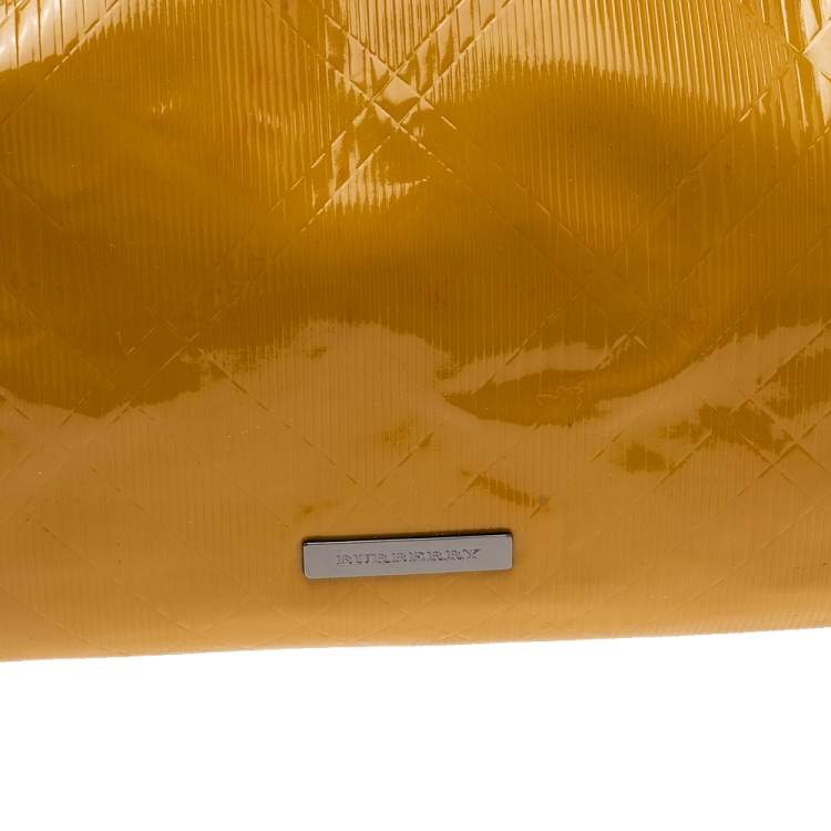 Pre Owned Burberry Mustard Patent Leather Large Bilmore Tote