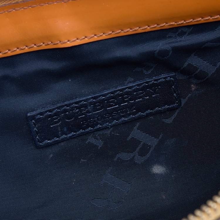 Pre Owned Burberry Orange Patent Leather Clutch Bag