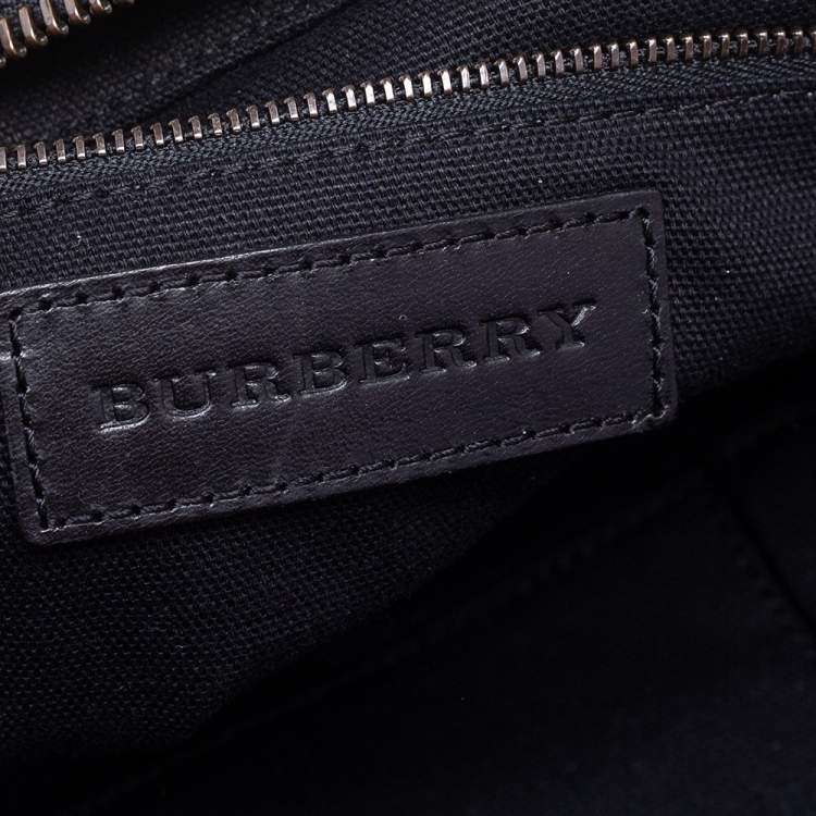 Pre Owned Burberry Black Canvas and Leather Tote