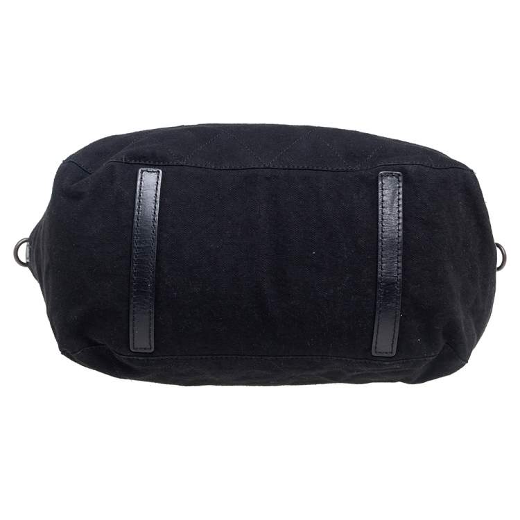 Pre Owned Burberry Black Canvas and Leather Tote