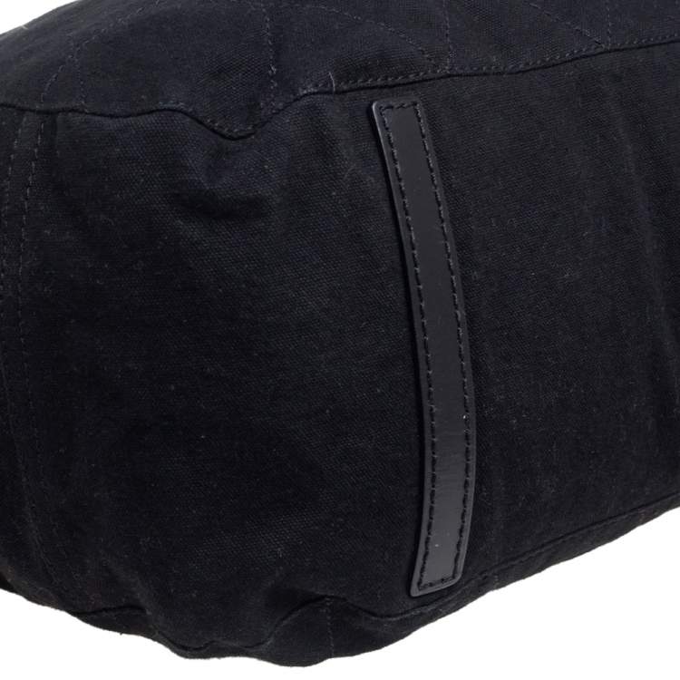 Pre Owned Burberry Black Canvas and Leather Tote