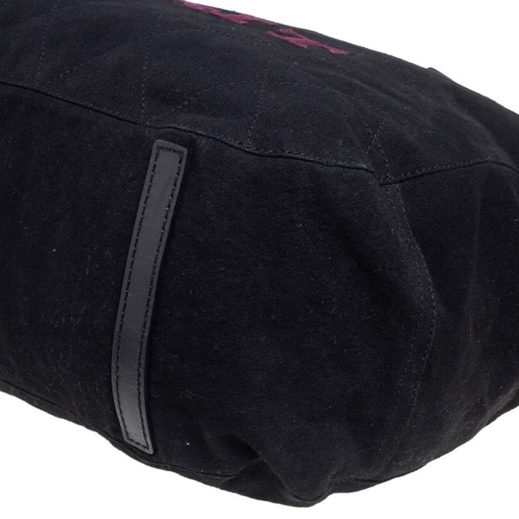 Pre Owned Burberry Black Canvas and Leather Tote